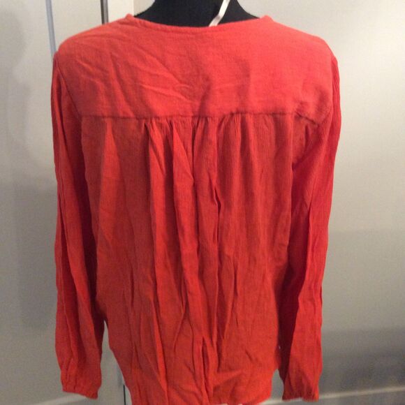 Red Free People Peplum Surplice Shirt Large L Long Sleeve - Picture 2 of 6